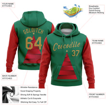 Laden Sie das Bild in den Galerie-Viewer, Custom Stitched Kelly Green Old Gold-Red 3D Christmas Tree Sports Pullover Sweatshirt Hoodie
