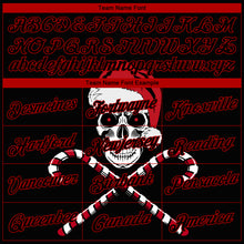 Laden Sie das Bild in den Galerie-Viewer, Custom Stitched Red Black-White 3D Skulls And Christmas Santa&#39;s Hat Sports Pullover Sweatshirt Hoodie
