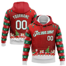 Laden Sie das Bild in den Galerie-Viewer, Custom Stitched Red White-Kelly Green 3D Christmas Sports Pullover Sweatshirt Hoodie
