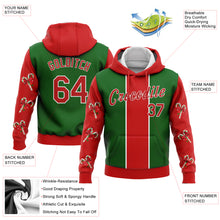 Load image into Gallery viewer, Custom Stitched Kelly Green Red-White 3D Christmas Candy Canes Sports Pullover Sweatshirt Hoodie
