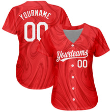 Load image into Gallery viewer, Custom Red White 3D Pattern Design Authentic Baseball Jersey

