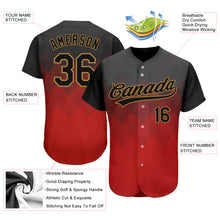 Charger l&#39;image dans la galerie, Custom Red Black-Old Gold 3D Pattern Design Authentic Baseball Jersey
