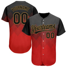 Charger l&#39;image dans la galerie, Custom Red Black-Old Gold 3D Pattern Design Authentic Baseball Jersey
