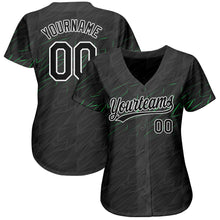 Загрузить изображение в средство просмотра галереи, Custom Black Black White-Neon Green 3D Pattern Design Authentic Baseball Jersey
