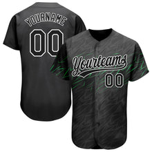 Загрузить изображение в средство просмотра галереи, Custom Black Black White-Neon Green 3D Pattern Design Authentic Baseball Jersey
