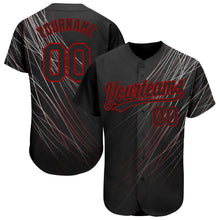 Загрузить изображение в средство просмотра галереи, Custom Black Black-Red 3D Pattern Design Authentic Baseball Jersey

