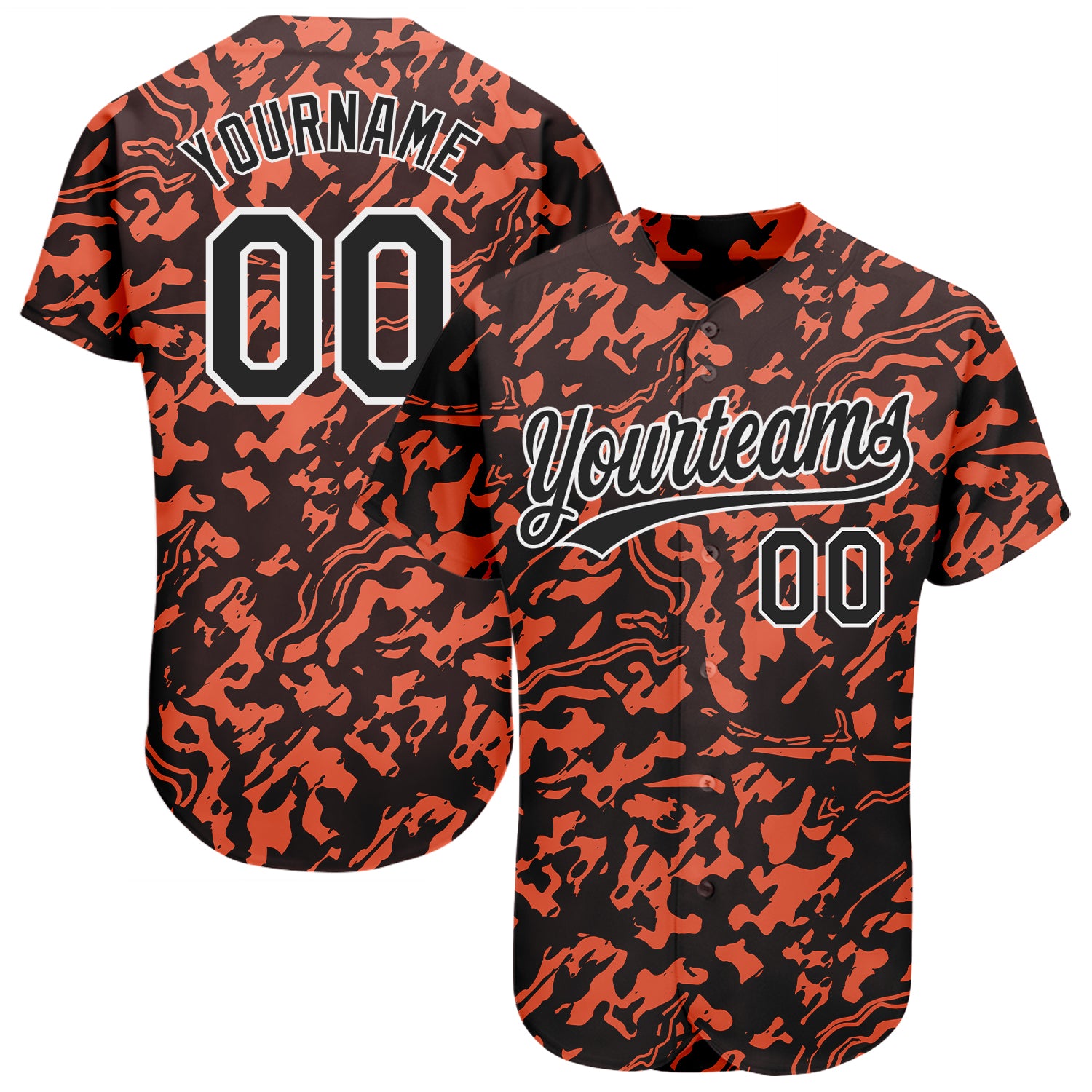 Custom Orange Baseball Jersey Button Down Shirt