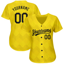 Load image into Gallery viewer, Custom Gold Black 3D Pattern Design Authentic Baseball Jersey
