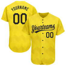 Load image into Gallery viewer, Custom Gold Black 3D Pattern Design Authentic Baseball Jersey
