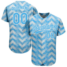 Load image into Gallery viewer, Custom Light Blue Light Blue-White 3D Pattern Design Authentic Baseball Jersey
