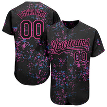 Загрузить изображение в средство просмотра галереи, Custom Black Black-Pink 3D Pattern Design Authentic Baseball Jersey
