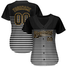 Загрузить изображение в средство просмотра галереи, Custom Black Black Old Gold-Gray 3D Pattern Design Authentic Baseball Jersey
