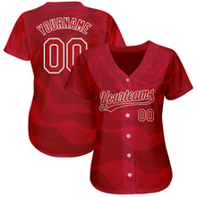 Load image into Gallery viewer, Custom Red Red-White 3D Pattern Design Authentic Baseball Jersey
