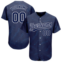 Load image into Gallery viewer, Custom Navy Navy-Black 3D Pattern Design Authentic Baseball Jersey
