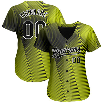 Custom Gold Black-White 3D Pattern Design Authentic Baseball Jersey