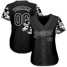 Загрузить изображение в средство просмотра галереи, Custom Black Black-Camo 3D Pattern Design Authentic Baseball Jersey
