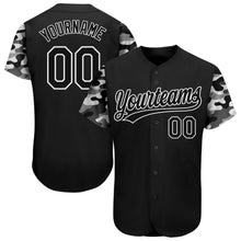 Загрузить изображение в средство просмотра галереи, Custom Black Black-Camo 3D Pattern Design Authentic Baseball Jersey
