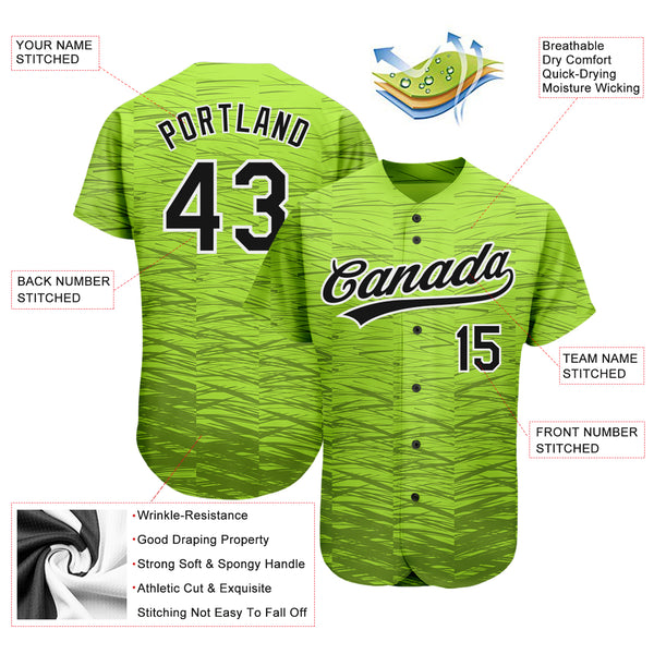 Cheap Custom Black Neon Green-White 3D Pattern Design Authentic Baseball  Jersey Free Shipping – CustomJerseysPro