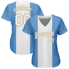 Charger l&#39;image dans la galerie, Custom Light Blue White-Old Gold 3D Argentinian Flag Authentic Baseball Jersey
