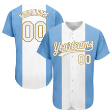 Charger l&#39;image dans la galerie, Custom Light Blue White-Old Gold 3D Argentinian Flag Authentic Baseball Jersey
