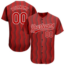 Load image into Gallery viewer, Custom Red Red-White 3D Pattern Design Authentic Baseball Jersey
