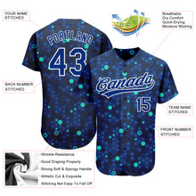 Load image into Gallery viewer, Custom Navy Royal-Aqua 3D Pattern Design Authentic Baseball Jersey
