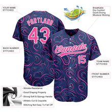 Load image into Gallery viewer, Custom Navy Pink-White 3D Pattern Design Authentic Baseball Jersey
