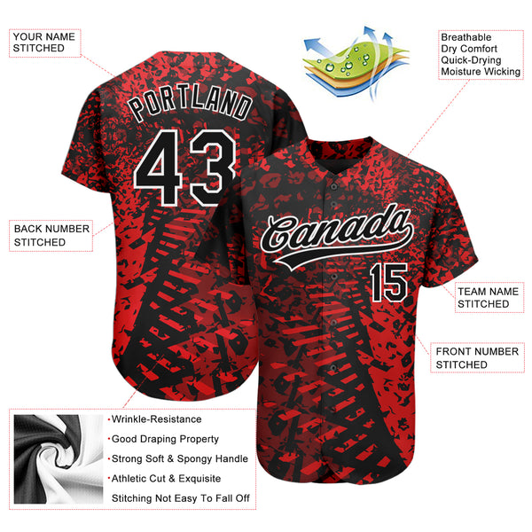 Custom Camo Red-Black Authentic Baseball Jersey Discount