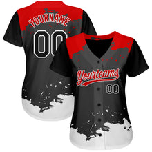 Загрузить изображение в средство просмотра галереи, Custom Black Black-Red 3D Pattern Design Authentic Baseball Jersey
