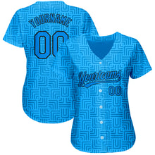Загрузить изображение в средство просмотра галереи, Custom Blue Blue-Black 3D Pattern Design Authentic Baseball Jersey
