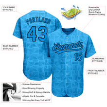 Загрузить изображение в средство просмотра галереи, Custom Blue Blue-Black 3D Pattern Design Authentic Baseball Jersey
