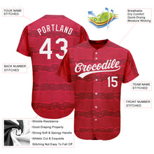 Load image into Gallery viewer, Custom Red White 3D Pattern Design Authentic Baseball Jersey
