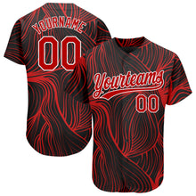 Load image into Gallery viewer, Custom Black Red-White 3D Pattern Design Authentic Baseball Jersey
