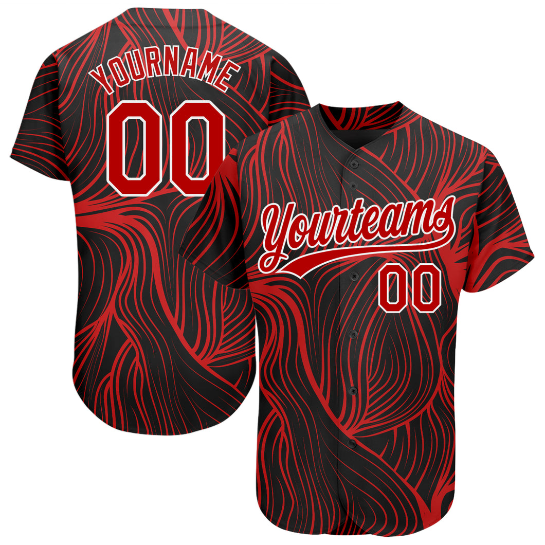 Cheap Custom Black Red-White 3D Pattern Design Authentic Baseball