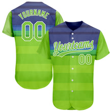 Laden Sie das Bild in den Galerie-Viewer, Custom Neon Green Neon Green-Royal 3D Pattern Design Authentic Baseball Jersey
