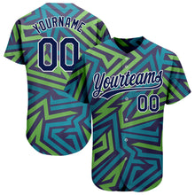 Laden Sie das Bild in den Galerie-Viewer, Custom Teal Navy-Kelly Green 3D Pattern Design Authentic Baseball Jersey
