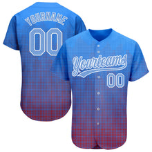 Load image into Gallery viewer, Custom Royal Light Blue-Red 3D Pattern Design Authentic Baseball Jersey
