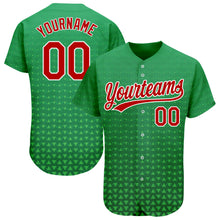 Load image into Gallery viewer, Custom Kelly Green Red-White 3D Pattern Design Authentic Baseball Jersey
