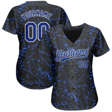 Загрузить изображение в средство просмотра галереи, Custom Black Royal-White 3D Pattern Design Authentic Baseball Jersey
