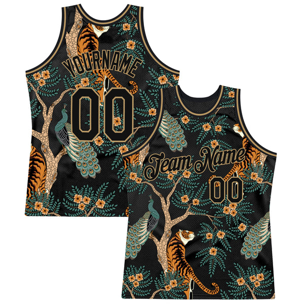 Cheap Custom Black Black-Old Gold 3D Pattern Design Tiger And Peacock  Authentic Basketball Jersey Free Shipping – CustomJerseysPro
