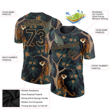 Laden Sie das Bild in den Galerie-Viewer, Custom Black Black-Old Gold 3D Pattern Design Tiger And Peacock Performance T-Shirt
