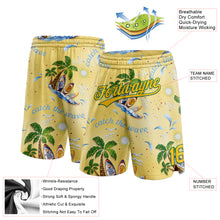 Load image into Gallery viewer, Custom Yellow Kelly Green 3D Pattern Tropical Beach Hawaii Palm Trees Authentic Basketball Shorts
