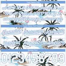 Laden Sie das Bild in den Galerie-Viewer, Custom White Light Blue 3D Pattern Hawaii Palm Trees Authentic Basketball Shorts
