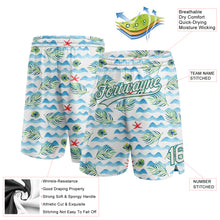 Load image into Gallery viewer, Custom White Kelly Green 3D Pattern Beach Holiday Style Authentic Basketball Shorts
