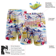 Laden Sie das Bild in den Galerie-Viewer, Custom White Red 3D Pattern Tropical Hawaii Palm Trees Authentic Basketball Shorts
