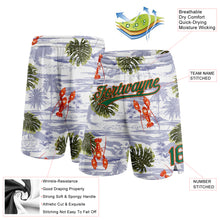 Laden Sie das Bild in den Galerie-Viewer, Custom White Kelly Green-Orange 3D Pattern Tropical Beach Hawaii Palm Trees Authentic Basketball Shorts
