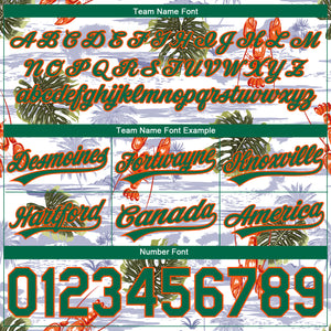 Custom White Kelly Green-Orange 3D Pattern Tropical Beach Hawaii Palm Trees Authentic Basketball Shorts