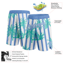 Laden Sie das Bild in den Galerie-Viewer, Custom White Light Blue 3D Pattern Hawaii Palm Trees Argentina Authentic Basketball Shorts
