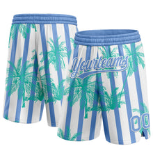 Laden Sie das Bild in den Galerie-Viewer, Custom White Light Blue 3D Pattern Hawaii Palm Trees Argentina Authentic Basketball Shorts
