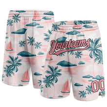 Laden Sie das Bild in den Galerie-Viewer, Custom Light Pink Medium Pink-Black 3D Pattern Hawaii Palm Trees And Island Authentic Basketball Shorts
